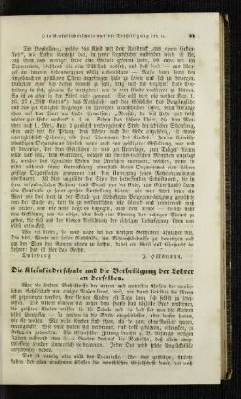 ¬Die¬ Kleinkinderschule und die Betheiligung der Lehrer an derselben
