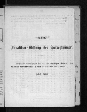 XVII. Invaliden-Stiftung der Herzogthümer.