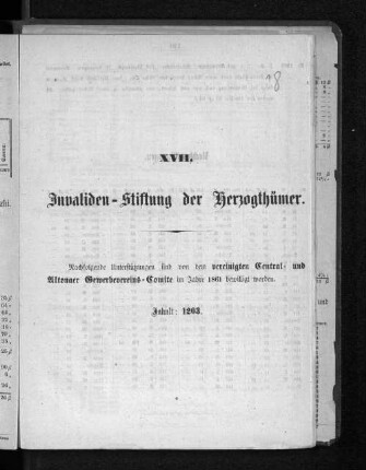 XVII. Invaliden-Stiftung der Herzogthümer.