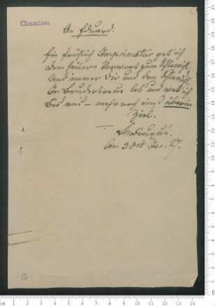 Brief von Friedrich de La Motte- Fouqué an Julius Eduard Hitzig