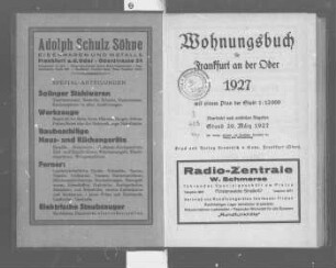 Wohnungsbuch für Frankfurt an der Oder 1927