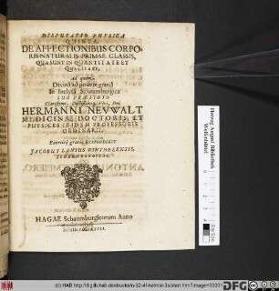 Disputatio Physica Quinta. De Affectionibus Corporis Naturalis Primae Classis, Quae Sunt In Quantitate Et Qualitate