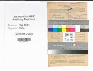 Entnazifizierung Julius Behrendt , geb. 04.10.1891 (Polizeibeamter)