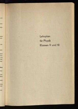 Präzisierter Lehrplan für Physik Klassen 9 und 10