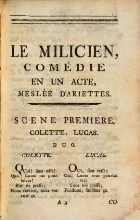 Le Milicien : Comédie En Un Acte, Meslée D'Ariettes