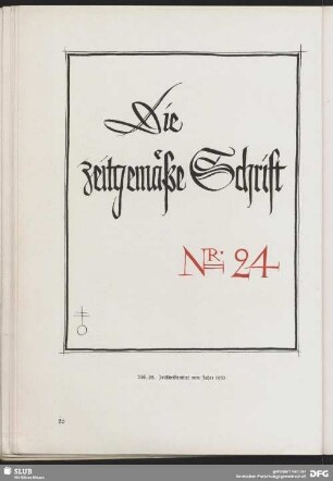 Zeitschriftentitel vom Jahre 1933 "Die zeitgemäße Schrift"