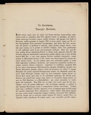 Vir illustrissime, Praeceptor dilectissime, ...