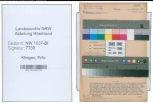 Entnazifizierung Fritz Klingen , geb. 04.02.1894 ()