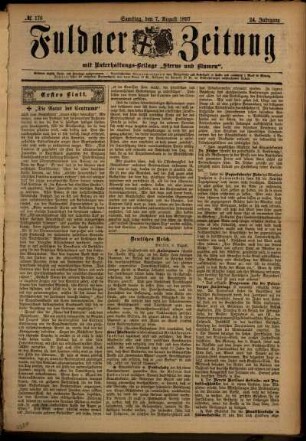 Erste Ausgabe vom Samstag, den 07. August 1897.
