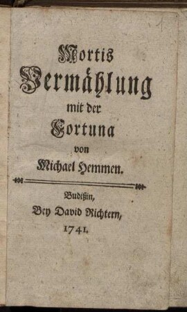 Mortis Vermählung mit der Fortuna