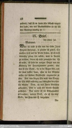 IX. Brief. den 28ten Jul.