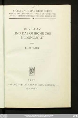 Der Islam und das griechische Bildungsgut