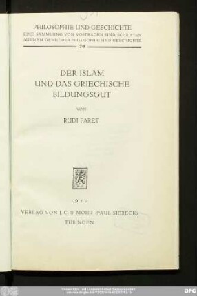 Der Islam und das griechische Bildungsgut