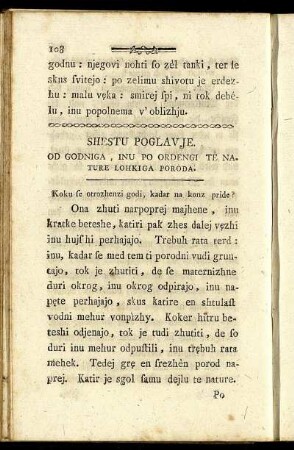 Shestu Poglavje. = Sechstes Hauptstück. Von der zeitigen, und natürlichen leichten Geburt.