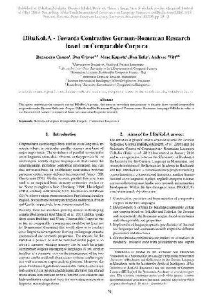DRuKoLA – towards contrastive German-Romanian research based on comparable corpora