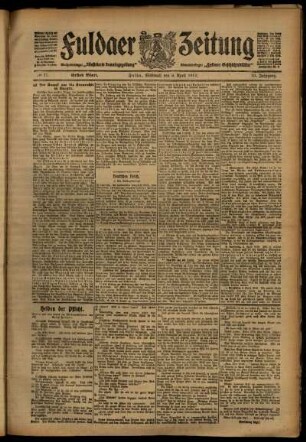 Erste Ausgabe vom Mittwoch, den 03. April 1912.