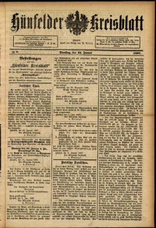 Ausgabe vom Dienstag, den 12. Januar 1897.