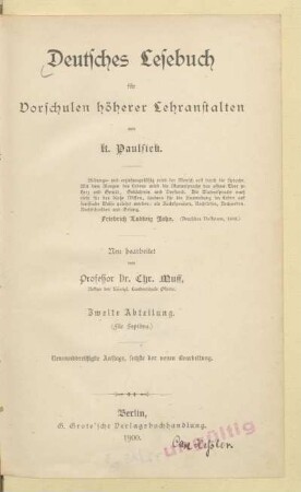 Abteilung 2, [Schülerband]: (Für Septima)