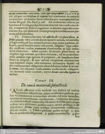 Caput III. De causa materiali subiectiva