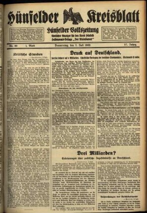 Erste Ausgabe vom Donnerstag, den 07. Juli 1932.