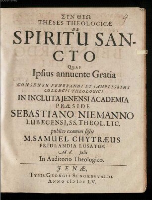 Theses theologicae De Spiritu Sancto