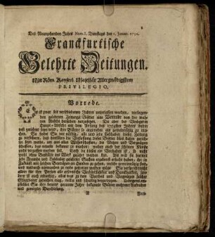Num. I. Dienstags den 1. Januar. 1754 - Num. X. Freytags den 1. Februar. 1754