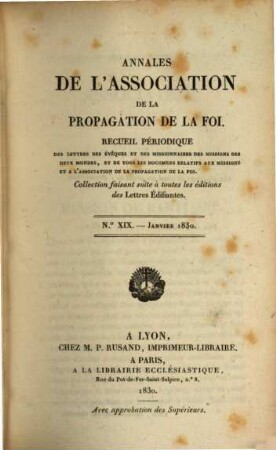 Annales de l'Association de la Propagation de la Foi : recueil périodique de l'Association de la Propagation de la Foi. 4. 1830/31