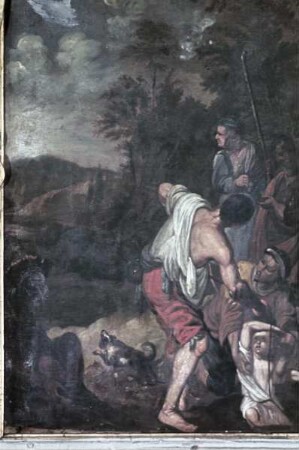 Typologische Darstellung von Szenen des Alten Testaments — Joseph wird von seinen Brüdern in die Grube geworfen