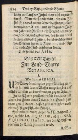 Das XVII. Cap. Zur Land-Charte von Africa