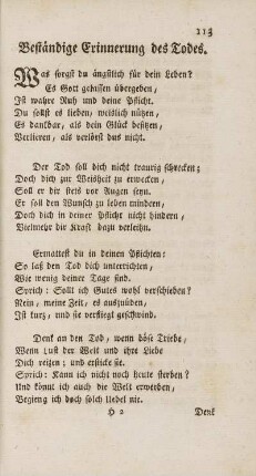 Beständige Erinnerung des Todes