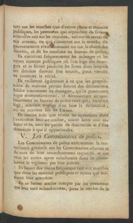 V. Les Commissaires de police