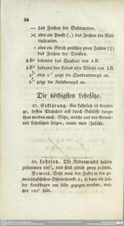 Die nöthigsten Lehrsätze