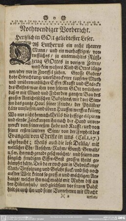 Nothwendiger Vorbericht