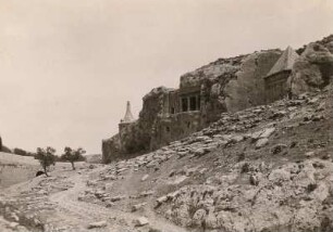 Jerusalem. Absalomgrab, Grabhöhle Josaphats, Jakobshöhle und Pyramide des Zacharias m Tal Josaphat (nördlicher Ausläufer des Kidrontales (Wadi Sitti Maryam)