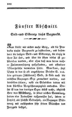 Fünfter Abschnitt. Gold- und Silbererze dieses Bergwerks