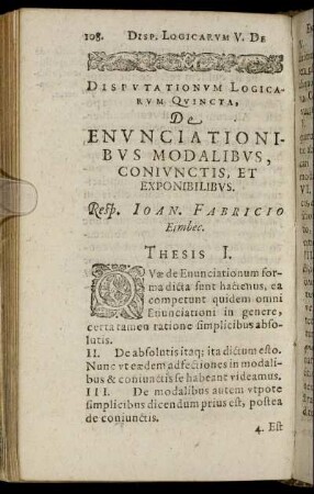 Disputationum Logicarum Quincta. De Enunciationibus Modalibus, Coniunctis, Et Exponibilibus.