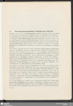 12. Die montanwissenschaftliche Ausbildung bis 1765/1770