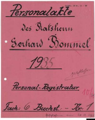 Ratsherren - Personalakten: Landesrat Gerhard Bommel, Landesrat.