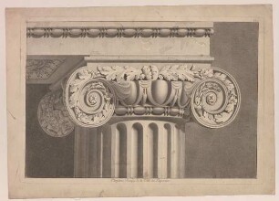 Ionisches Kapitell, Palatin, Rom (Moreau, Fragmens, 1820, Taf. 2)