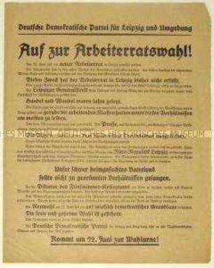 Aufruf der Deutschen Demokratischen Partei zur Leipziger Arbeiterratswahl 1919