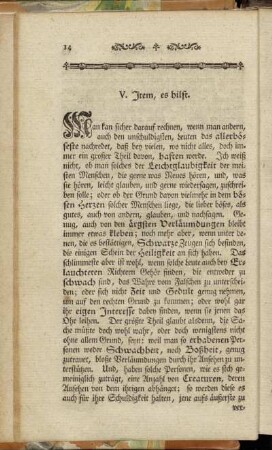 V. Item, es hilft.