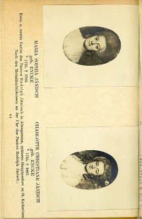 Maria Sophia Jänisch geb. Encke * 1750, + 1783. Charlotte Christiane Jänisch geb. Encke * 1755, + 1807.