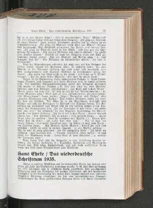 Hans Ehrke / Das niederdeutsche Schriftum 1935