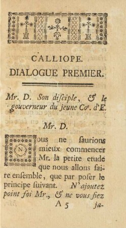 Calliope. Dialogue Premier.