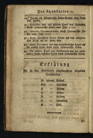 Erklaerung der in den Kolumnen angebrachten einzelnen Buchstaben