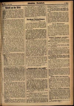 Zweite Ausgabe vom Mittwoch, den 11. Juli 1934.