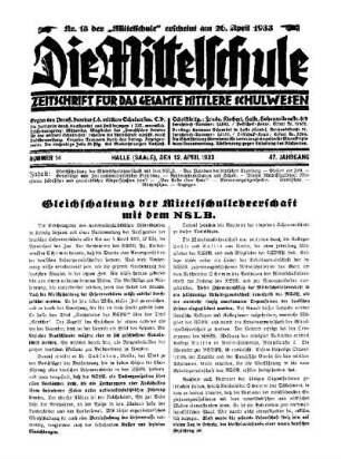 Gleichschaltung der Mittelschullehrerschaft mit dem NSLB