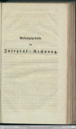 Anfangsgründe der Integral-Rechnung
