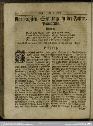 Am sechsten Sonntage in der Fasten, Palmarum