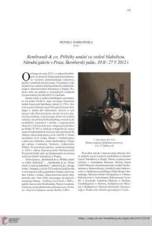 75: Rembrandt & co. Příbêhy umêní ve století blahobytu, Národní galerie v Praze, Šternberský palác, 10 II - 27 V 2012 r.